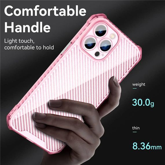 Чохол TPU Ease Carbon color series для Apple iPhone 13 Pro Max (6.7") Силікон, Розовый / Прозрачный | Зображення 5