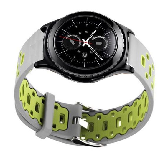 Спортивний ремінець Primo Perfor Classic для годинника Samsung Gear S2 Classic SM-R372 / R735 - Grey&Green | Зображення 1