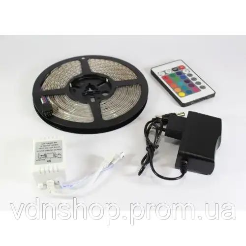 Комплект Світлодіодна стрічка багатобарвна 3528 RGB комплект 5м з пультом | Зображення 6