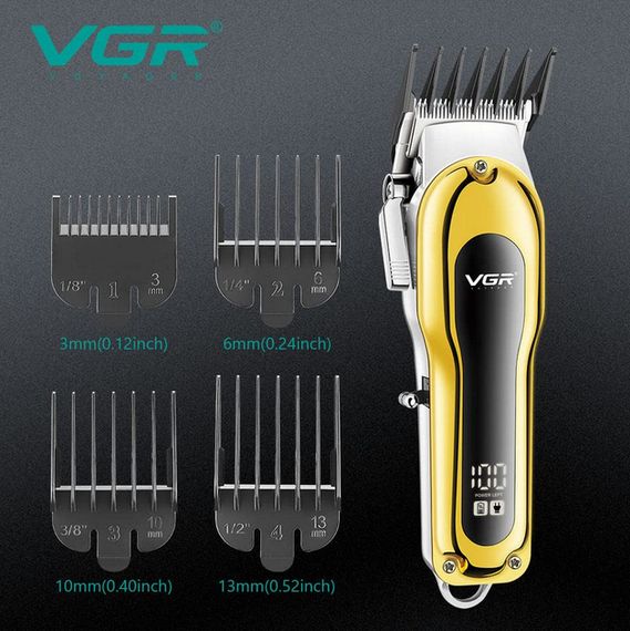 Акумуляторна машинка для стрижки з потужним мотором 9000 RPM, LED-дисплеєм, VGR V-026 Gold (46208-V-026 GOLD_1315) | Зображення 2