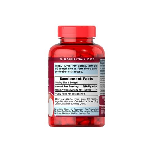 Коензим Puritan's Pride Q-Sorb Co Q-10 100 mg 240 Softgels | Зображення 1
