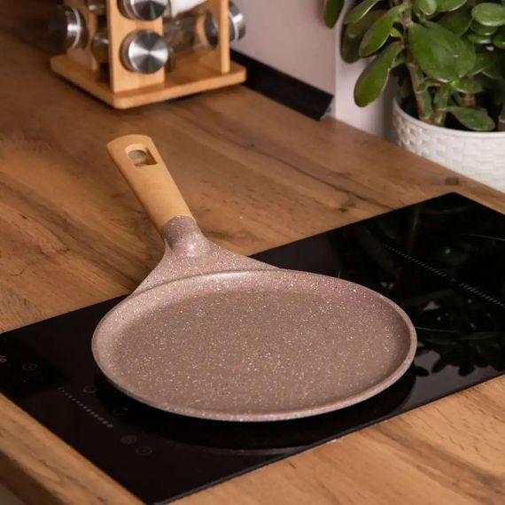 Алюмінієва млинна сковорода Marble з антипригарним покриттям Ø 24 см, товсте дно MGC кавова HP-4-428CO | Зображення 1