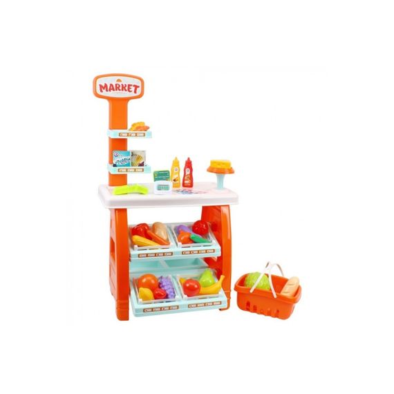 Ігровий дитячий набір "Маркет" 0730TXK прилавок з полицями, кошик, різні продукти | Зображення 1
