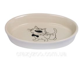 Керамічна миска для кота Nobby 73637 "CAT" 120 мл кремова