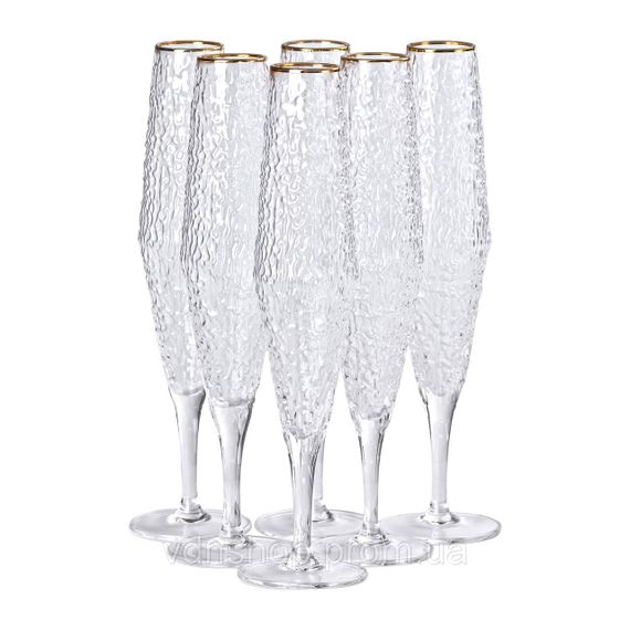 Бокалы для шампанского 250 мл, высокая ножка, набор из 6 штук HP-16-4