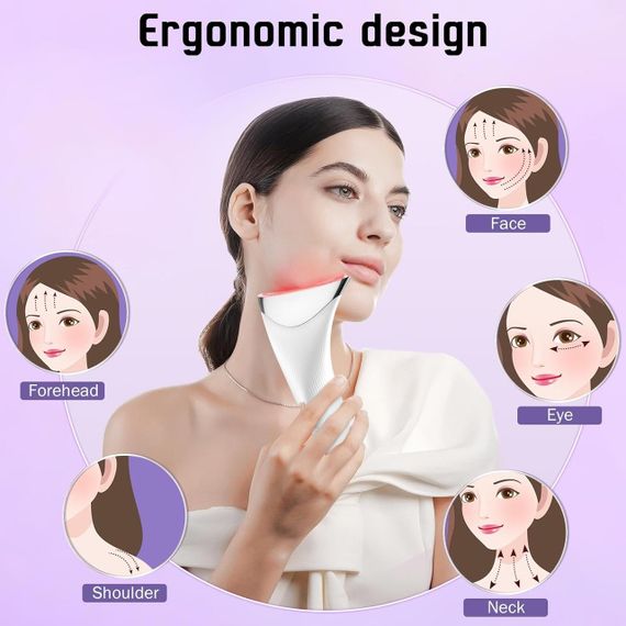 Масажер для обличчя та шиї з мікрострумами та прогрівом 45 °C, електричний ліфтинг-апарат для підтягування шкіри, антив | Зображення 5