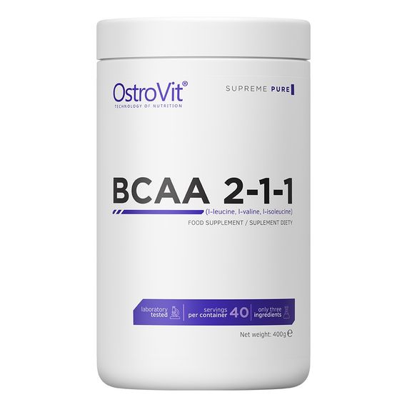 Амінокислота BCAA для спорту OstroVit BCAA 2-1-1 400 g /40 servings/ Pure