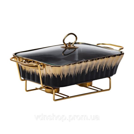 Мармит фарфоровый 1,5-литровый прямоугольный черный HP1047 | Зображення 1