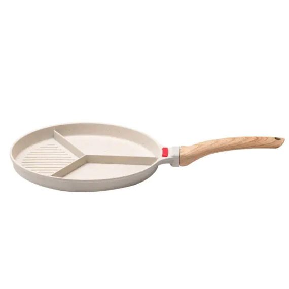 Сковорода гриль Ø 25 см на три секции с антипригарным покрытием круглая бежевая HP39575W | Зображення 1