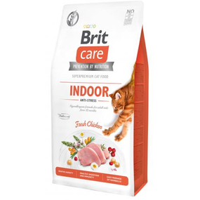 Сухой корм Brit Care уменьшение беспокойства для кошек живущих в помещении с курицей 7 кг
