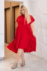 Жіноча сукня oversize SOLINNA  із софту великих розмірів 46–60, літня сукня вільного крою LI-5908 Червоний, 50-52
