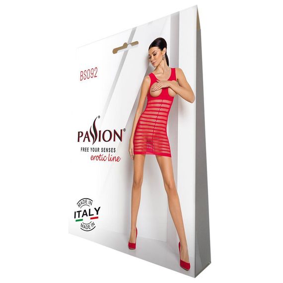 Бодістокінг-сукня з відкритими грудями Passion BS092 red, One size | Зображення 3