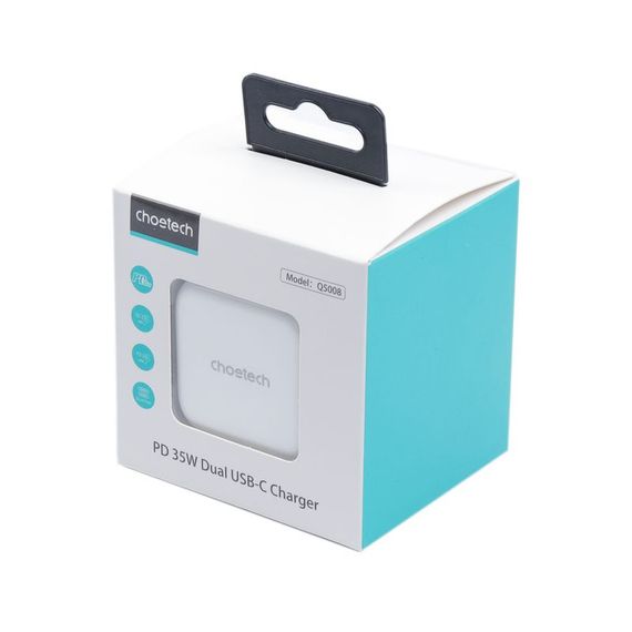 Мережевий зарядний пристрій Choetech Q5008-EU-WH, 2 USB-С | Зображення 5