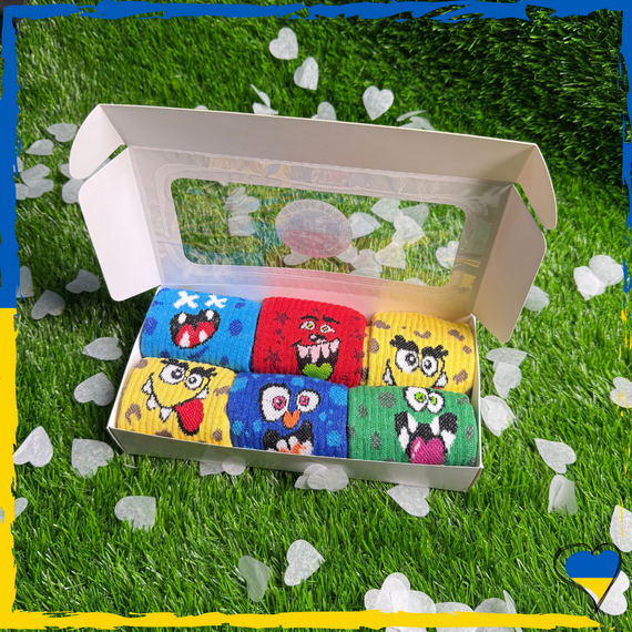 Набір шкарпеток у коробці 6 пар з монстриками 28-32р