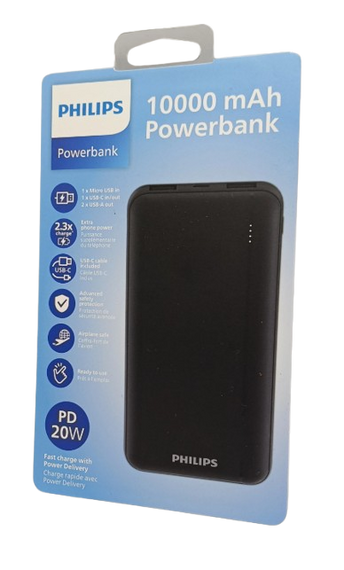 Повербанк Philips 10000mAh, 20W, чорний | Зображення 2
