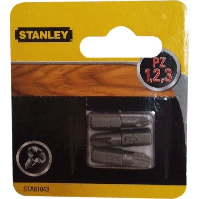Набор бит Stanley Pozidriv, Pz1, Pz2, Pz3, L = 25 мм, 3 шт, блистер (STA61043)