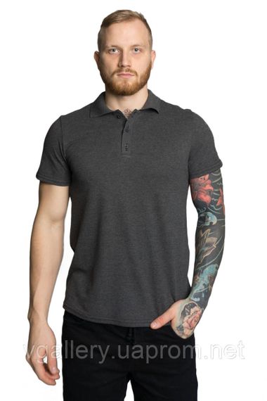 Футболка чоловіча ПОЛО — Сірий АНТРАЦИТ з коротким рукавом XL