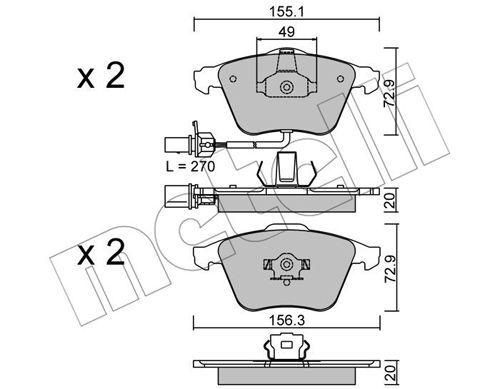Колодки гальмівні передні Audi A4 03-09 A6 A8 03-11 Seat Exeo 08-13 +датчики  22-0549-1 | Зображення 9