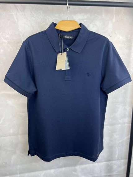 Трикотажне поло синій Tom Ford Logo "TF" Dark Blue f684