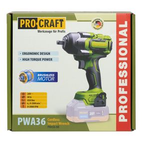 Акумуляторний гайковерт Procraft PWA36 (без АКБ та ЗП) 030036