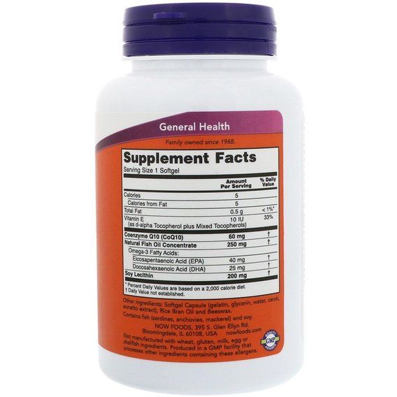 Коензим NOW Foods CoQ10 60 mg 60 Veg Caps | Зображення 1