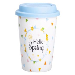 Порцелянаовий стакан із силіконовою кришкою та отвором для трубочки 420 мл RX-N240546HS