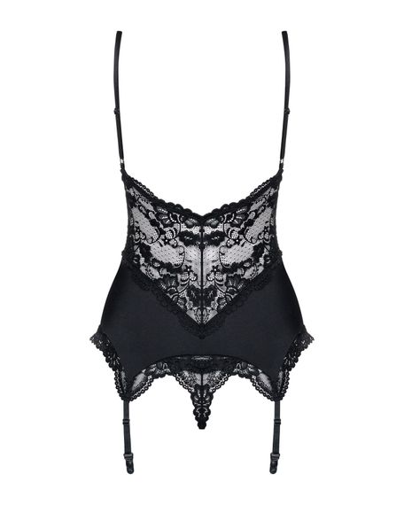 Сатиновий мереживний корсет Obsessive Obsessive 810-COR-1 babydoll & thong, L/XL | Зображення 5