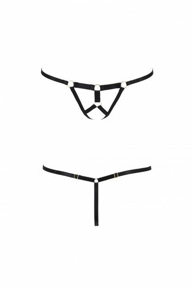 Трусики стринги портупея з стреп Passion Exclusive ARMANDA THONG, Чорний, L, XL, L/XL | Зображення 1