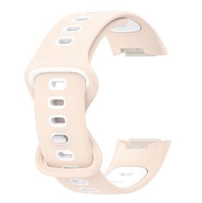 Силиконовый ремешок Primolux Sport для фитнес браслета Fitbit Charge 5 / Charge 6 - Pink&White / размер М