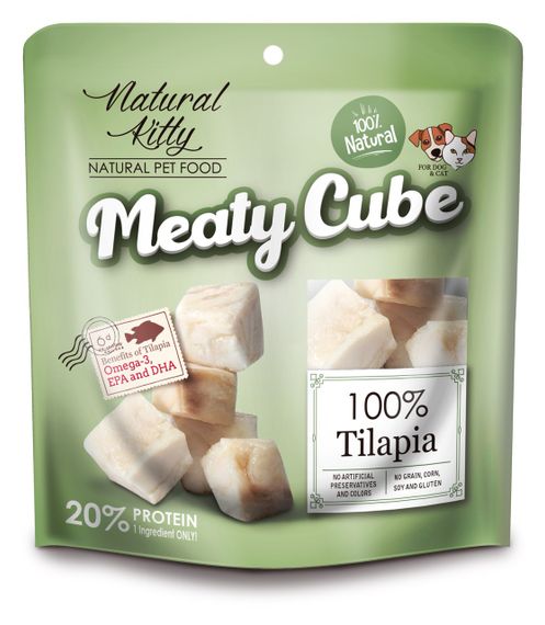 Ласощі для котів з рибою Natural Kitty Meaty Cube 100% Tilapia, 60 гр