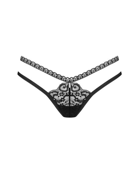 Трусики-стринги Obsessive Blomentis thong, M/L, черные, кружевные, боковинки — двойные полосочки sexstyle | Зображення 2