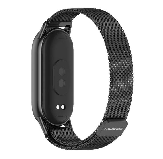 Ремешок металлический Mijobs миланское плетение для фитнес браслета Xiaomi Mi Smart Band 8 - Black | Зображення 2