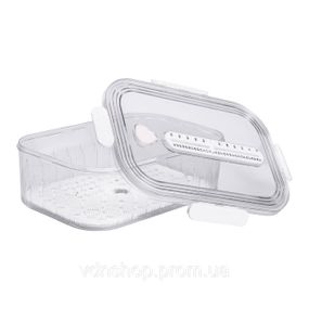 Контейнер для їжі пластиковий 32.5х22.5х11 см харчовий контейнер з індикатором дати 4.2 л Білий HP-27-2