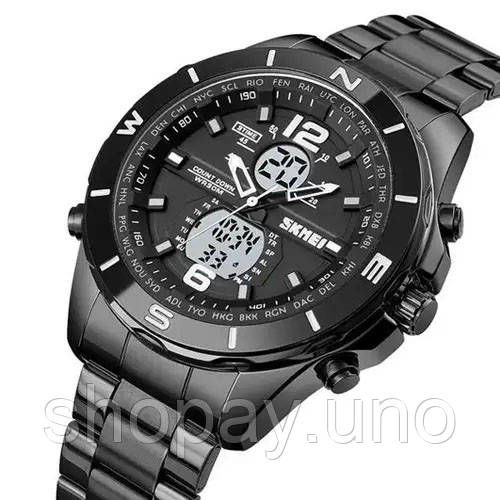 Годинник наручний чоловічий SKMEI 1670BKWT BLACK-WHITE, Армійський годинник протиударний | Зображення 6