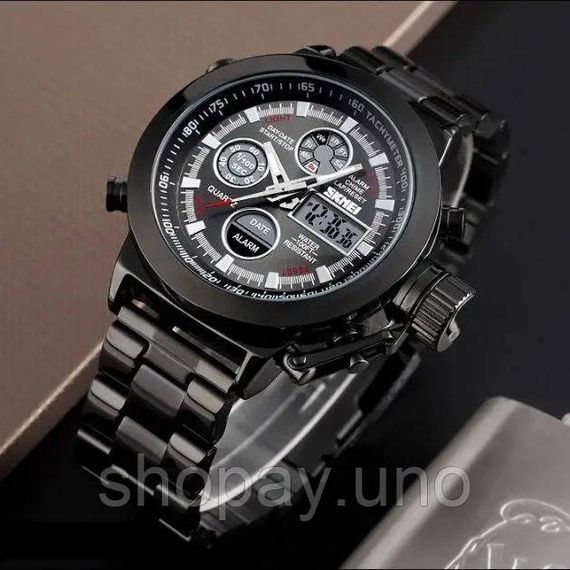 Годинник наручний чоловічий SKMEI 1515BK BLACK, годинник наручний електронний тактичний. Колір: чорний | Зображення 7