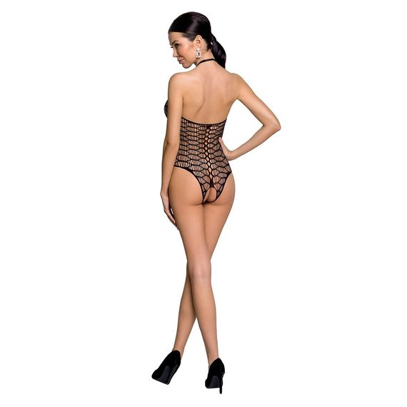 Бодістокінг у велику сітку Passion BS087 black, відкрита спина, халтер, з доступом | Зображення 3