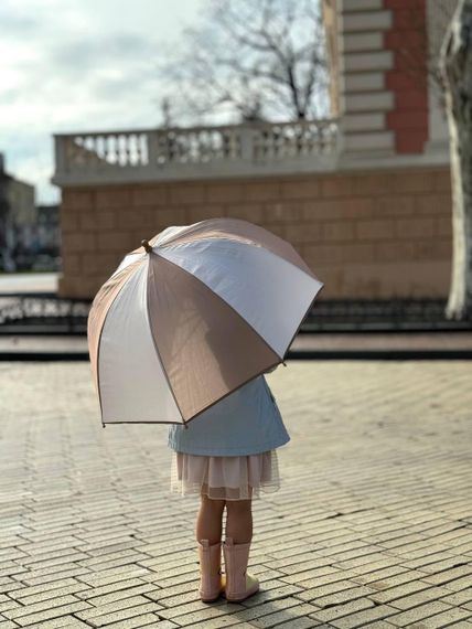 Парасолька дитяча напівавтомат Коричнево Біла полоса | Зображення 6