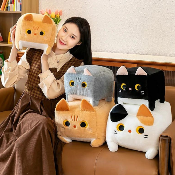 М'яка плюшева іграшка сірий квадратний котик 40 см знижка | Зображення 4