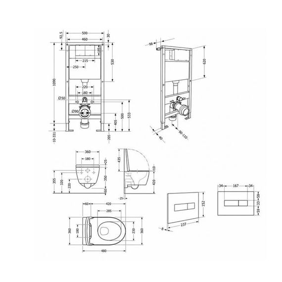 Готовое решение Qtap для ванной комнаты: подвесной унитаз Swan Ultra Quiet 485x360x320 + комплект инсталляции Standard (линейная | Зображення 1