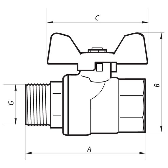 Кран кульовий Nolf NF.722 - 1/2" FM ГШМ YELLOW, ручка "метелик" жовта (NF2951) | Зображення 1