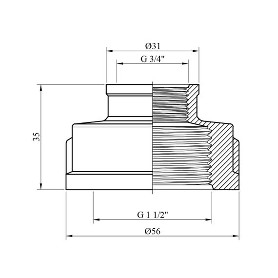 Муфта перехідна STA 1 1/2"х3/4" ВВ латунна | Зображення 1