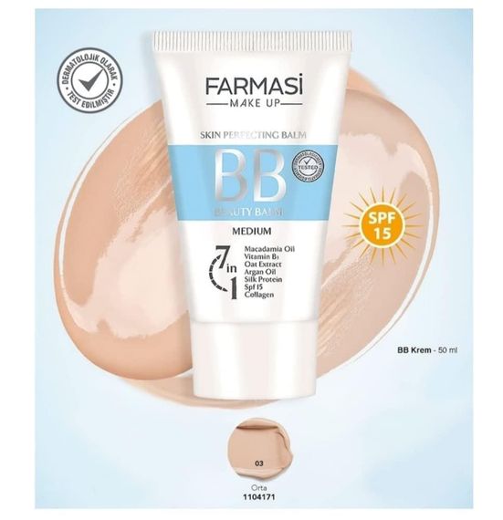 Пробник саше тестер тонального бб крема Farmasi bb cream spf15 Medium to dark 04 2,5 мл | Зображення 3