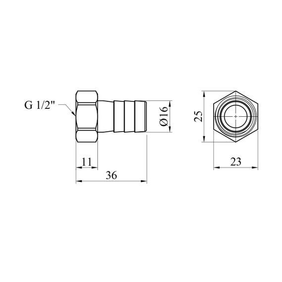 Штуцер Karro 1/2" РВ, D=16 мм нікельований KR-820 | Зображення 1