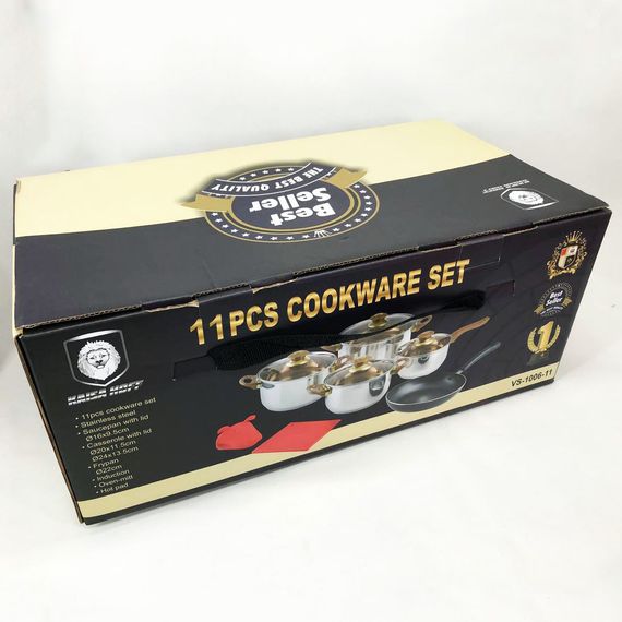 Набір каструль для дому VS-1006-11 (11 предметів) / Набір посуду / Набір DH-149 посуду каструлі | Зображення 3