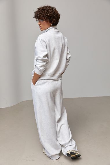 Однотонний спортивний костюм з кофтою на блискавці та штанами багі - світло-сірий цвет, S (є розміри) | Зображення 1