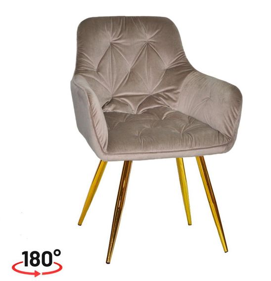 Крісло поворотне Sara GD (swivel chair 180°) на золотих металевих ногах, оббивка велюр | Зображення 5