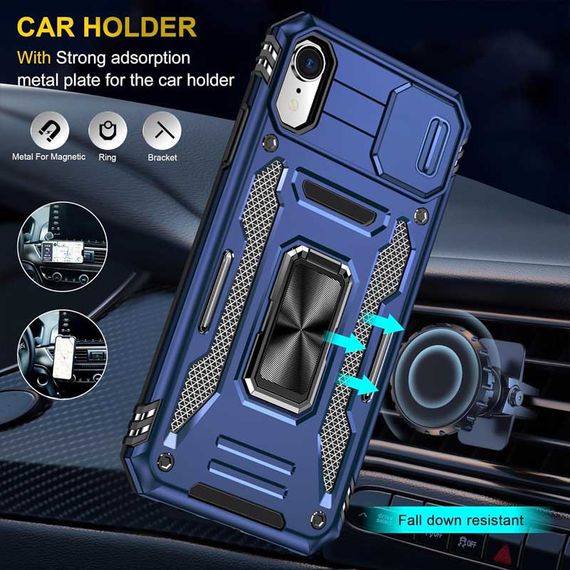Ударопрочный чехол Camshield Army Ring для Apple iPhone XR (6.1") Синий / Navy | Зображення 2
