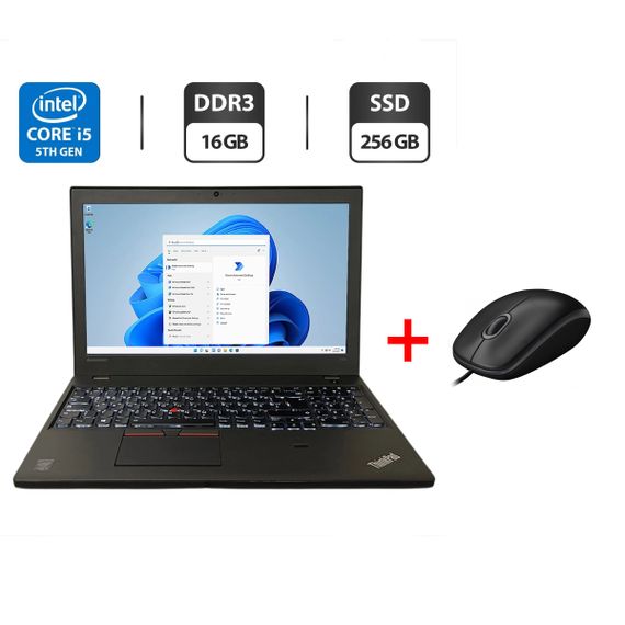 Ноутбук Lenovo ThinkPad T550 / 15.6" (1920x1080) TN / Intel Core i5-5300U (2 (4) ядра по 2.3 - 2.9 GHz) / 16 GB DDR3 / 256 GB SSD / Intel HD Graphics 5500 / WebCam / Fingerprint б/у + Подарок Проводная мышь / USB
