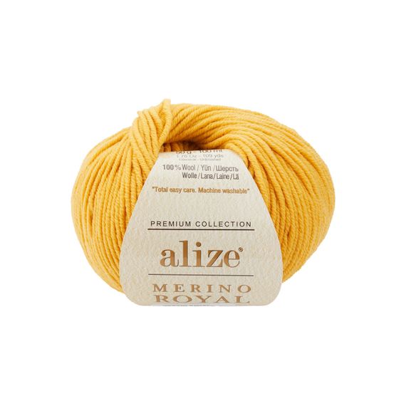 Пряжа для плетення Alize merino royal шафран 2 алізе меріно роял 100% вовна