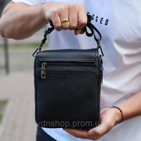 Чоловіча сумка барсетка на одне плече 17.5х22х6 , нагрудний месенджер для телефону, чорний | Зображення 3